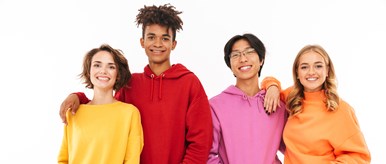 A group of teenagers smiling