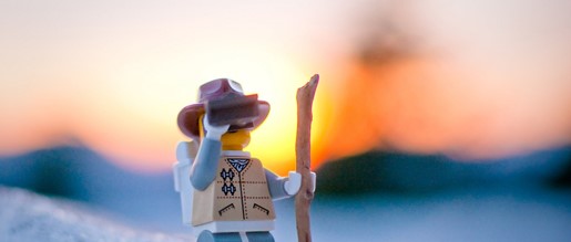 Lego person dressed like and explorer