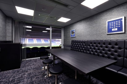 Interior of hospitality box at football stadium