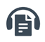 A document icon wearing headphones